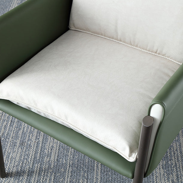 Contemporary Arm Chair Metal Solid Back Dining Room Chair for Indoor