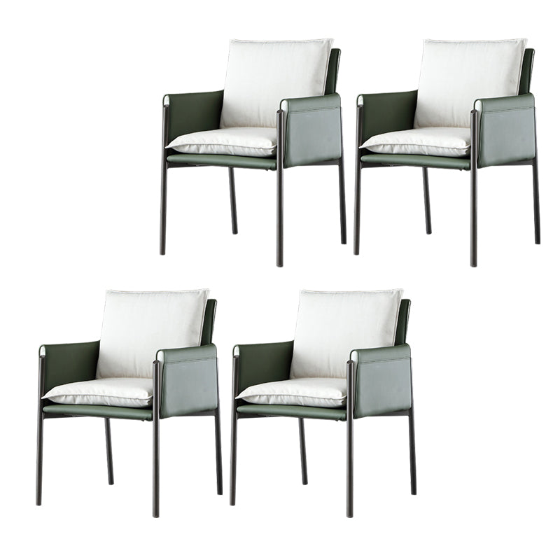 Contemporary Arm Chair Metal Solid Back Dining Room Chair for Indoor