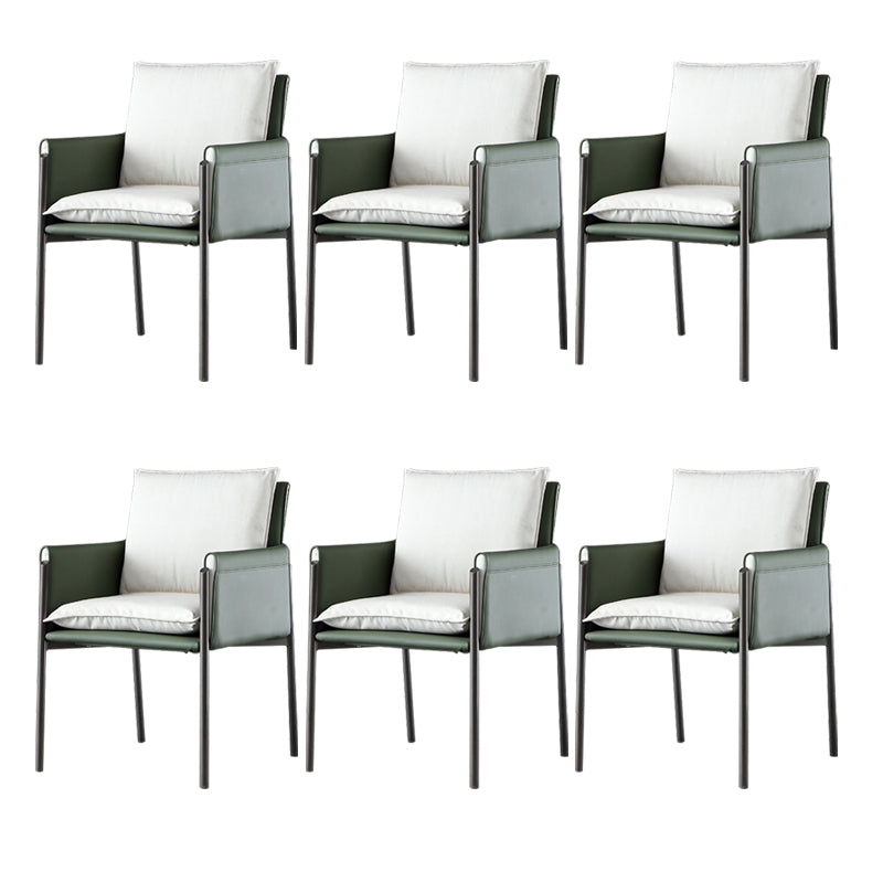 Contemporary Arm Chair Metal Solid Back Dining Room Chair for Indoor