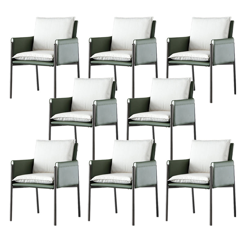 Contemporary Arm Chair Metal Solid Back Dining Room Chair for Indoor
