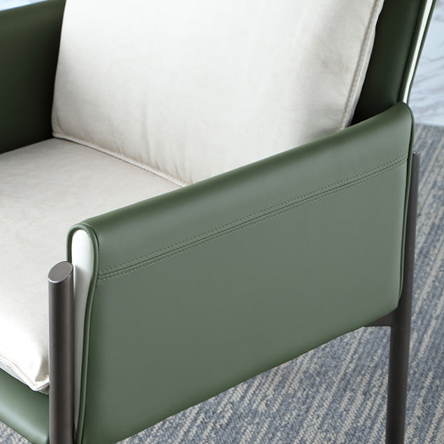 Contemporary Arm Chair Metal Solid Back Dining Room Chair for Indoor