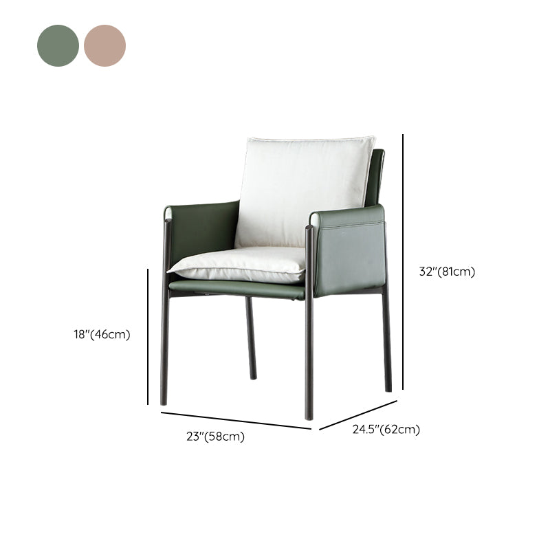 Contemporary Arm Chair Metal Solid Back Dining Room Chair for Indoor
