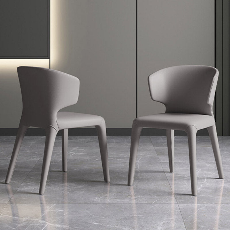 Modern Arm Chair Faux Leather Solid Back Dining Room Chair for Indoor