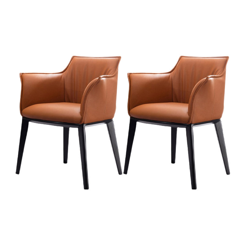 Modern Style Arm Chair Faux Leather Solid Back Dining Room Chair for Indoor
