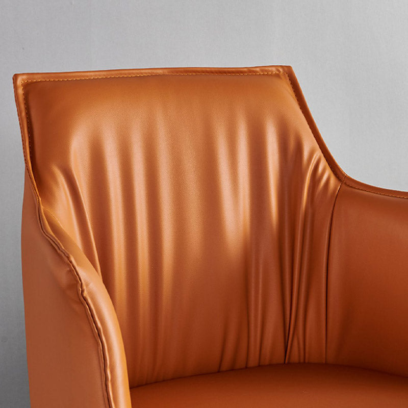Modern Style Arm Chair Faux Leather Solid Back Dining Room Chair for Indoor