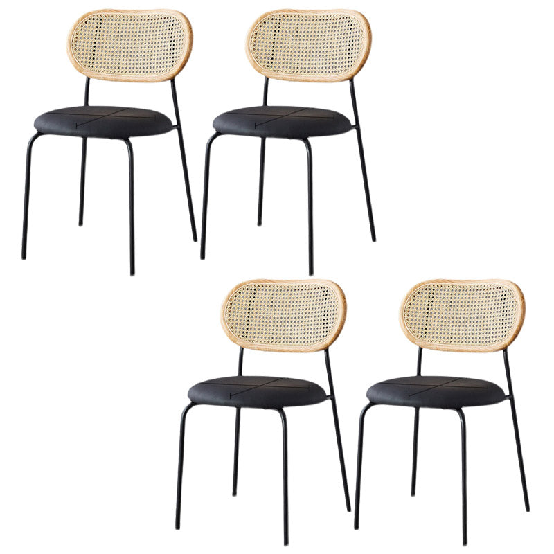 Faux Leather Side Chair Nordic Open Back Side Chair for Home