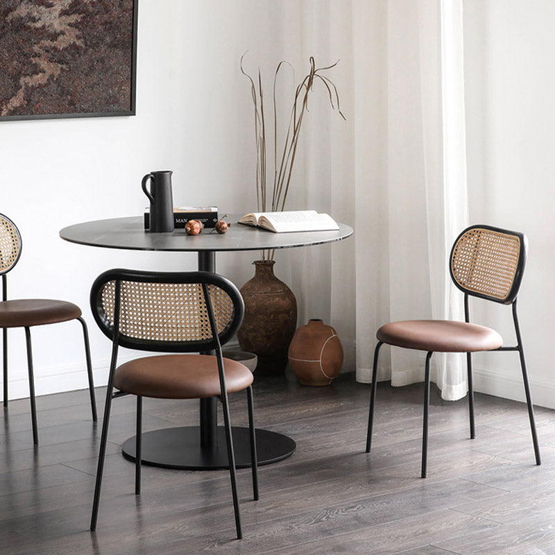 Faux Leather Side Chair Nordic Open Back Side Chair for Home