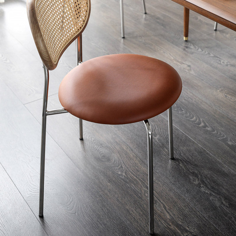 Faux Leather Side Chair Nordic Open Back Side Chair for Home