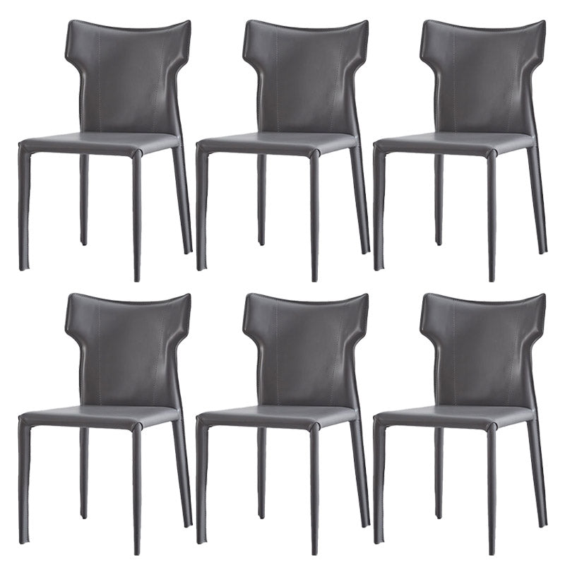Faux Leather Dining Chairs Wingback Parsons Chair for Kitchen