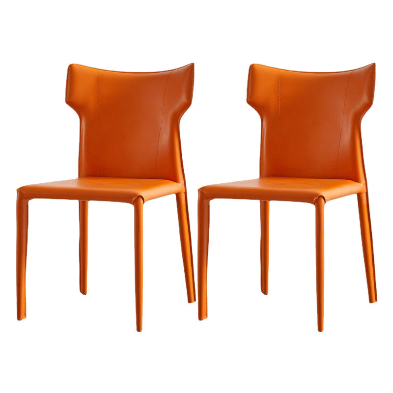 Faux Leather Dining Chairs Wingback Parsons Chair for Kitchen