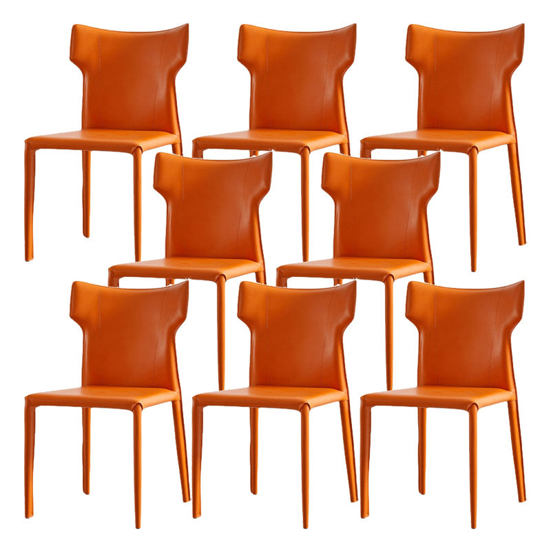 Faux Leather Dining Chairs Wingback Parsons Chair for Kitchen