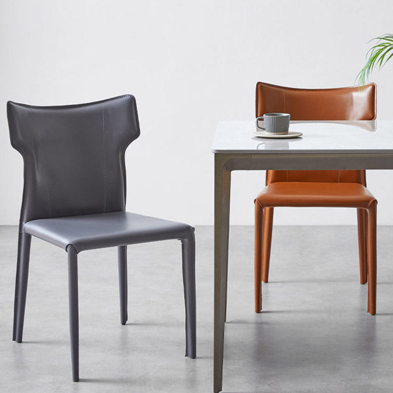 Faux Leather Dining Chairs Wingback Parsons Chair for Kitchen