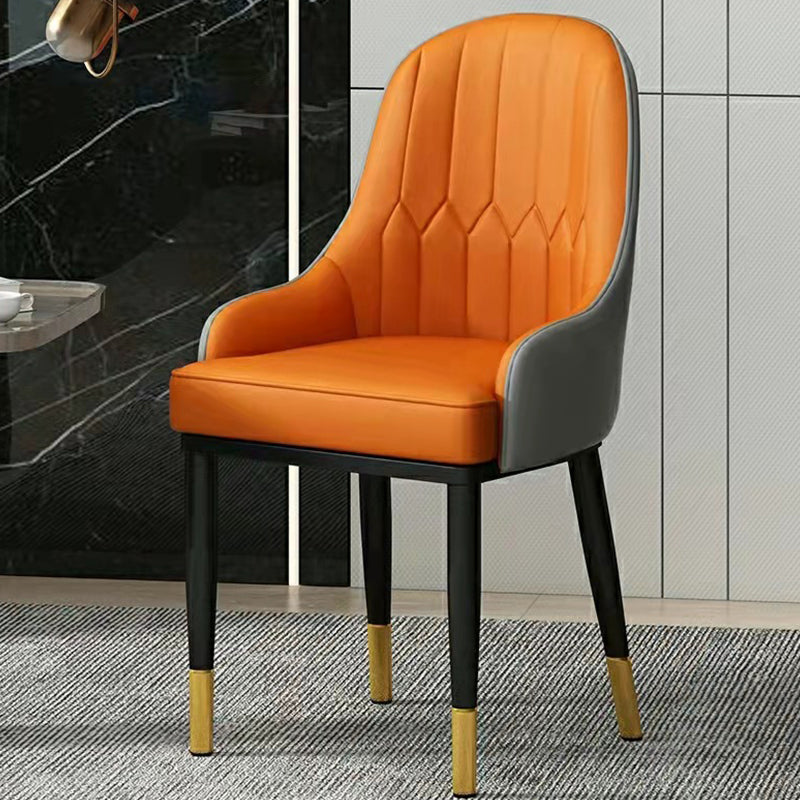 Modern Style Arm Chair Metal Solid Back Dining Chair for Kitchen