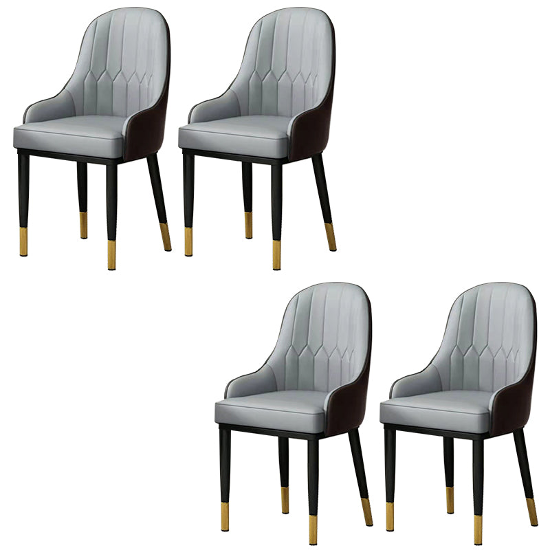 Modern Style Arm Chair Metal Solid Back Dining Chair for Kitchen