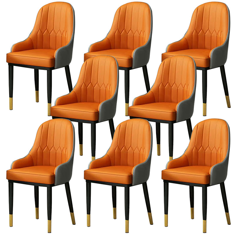 Modern Style Arm Chair Metal Solid Back Dining Chair for Kitchen