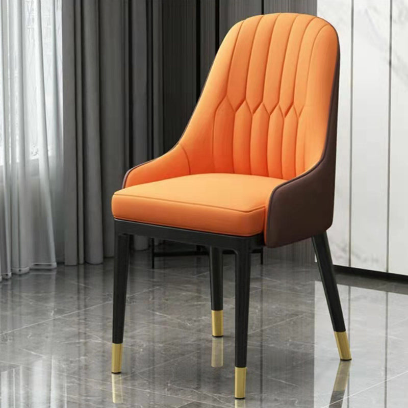 Modern Style Arm Chair Metal Solid Back Dining Chair for Kitchen