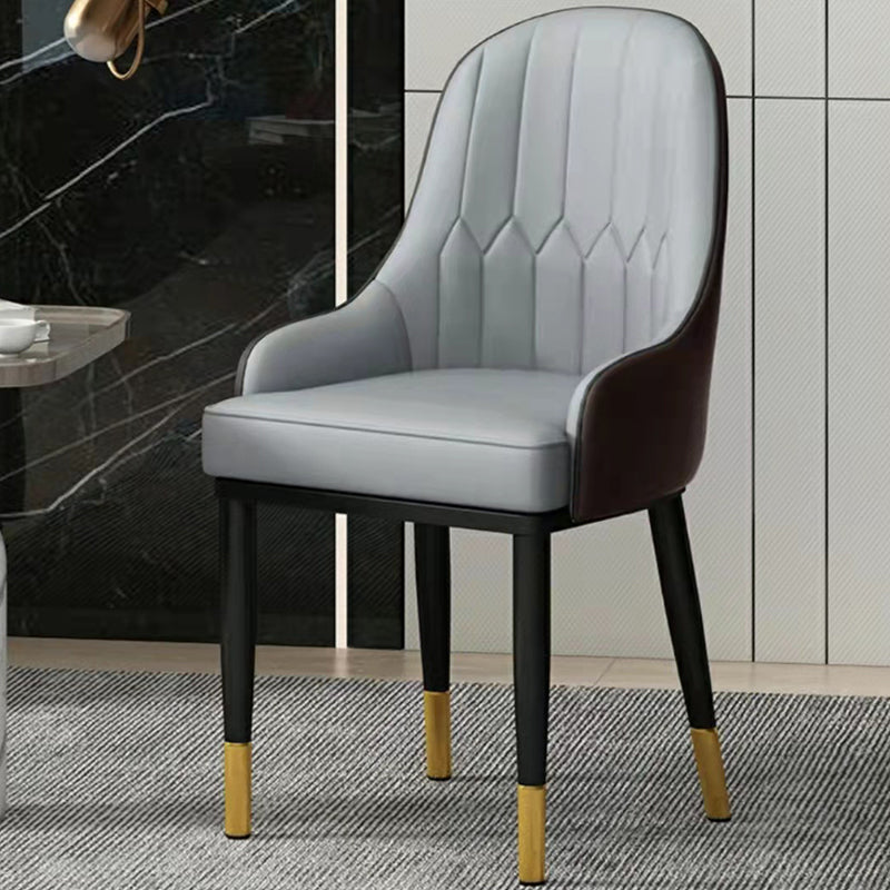 Modern Style Arm Chair Metal Solid Back Dining Chair for Kitchen