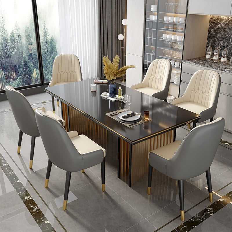 Modern Style Arm Chair Metal Solid Back Dining Chair for Kitchen