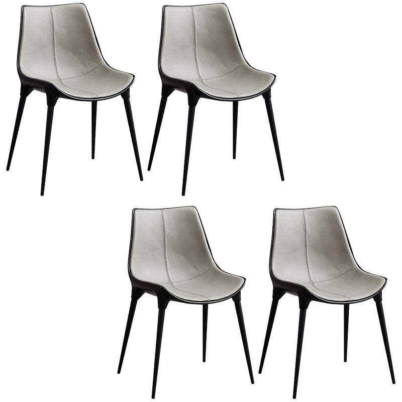 Contemporary Style Side Chair Metal Solid Back Dining Room Chair for Brasserie