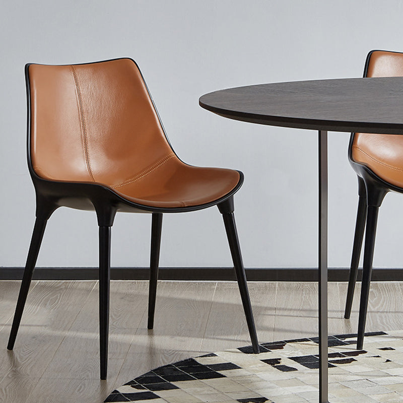 Contemporary Style Side Chair Metal Solid Back Dining Room Chair for Brasserie