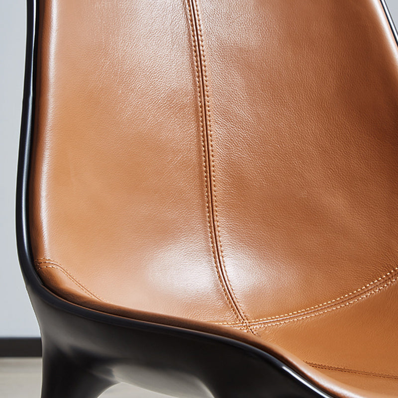 Contemporary Style Side Chair Metal Solid Back Dining Room Chair for Brasserie