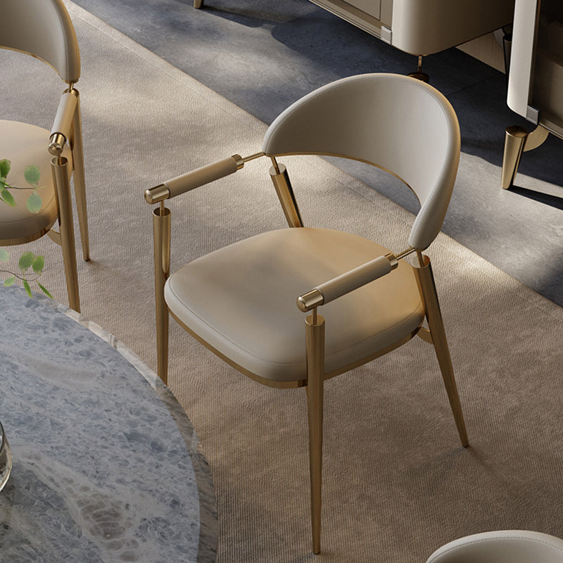 Glam Style Arm Chair Metal Open Back Dining Room Chair for Kitchen