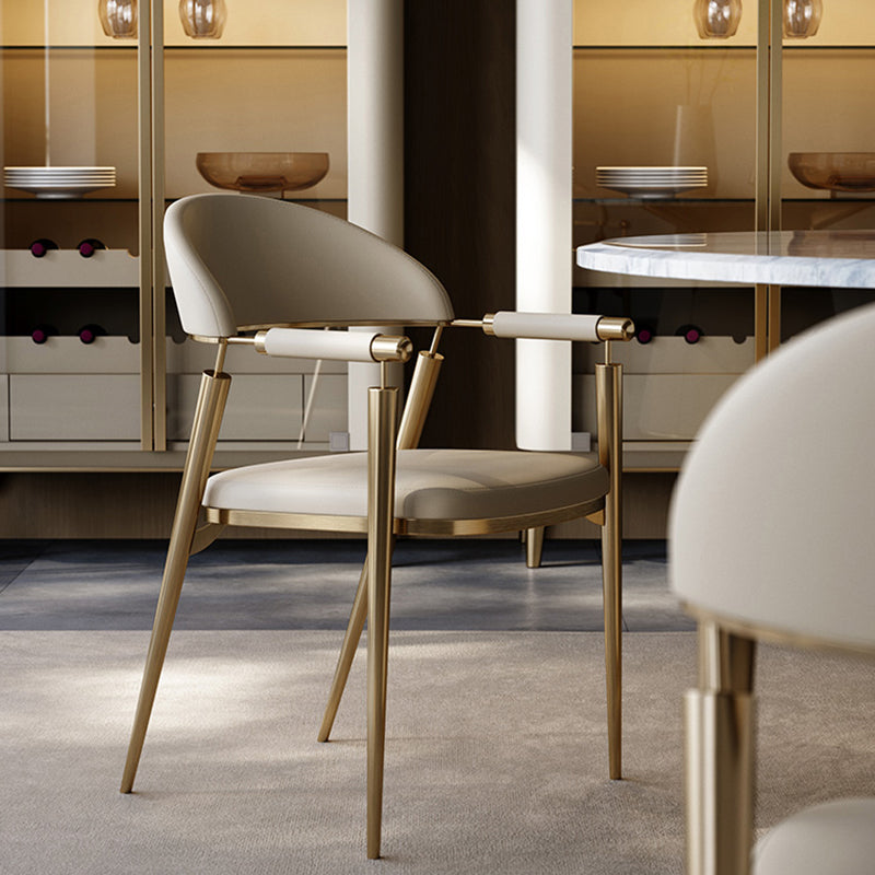 Glam Style Arm Chair Metal Open Back Dining Room Chair for Kitchen