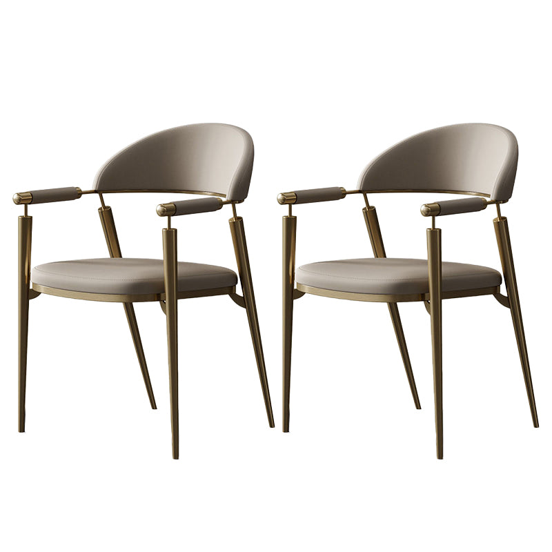 Glam Style Arm Chair Metal Open Back Dining Room Chair for Kitchen