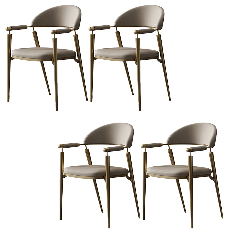 Glam Style Arm Chair Metal Open Back Dining Room Chair for Kitchen