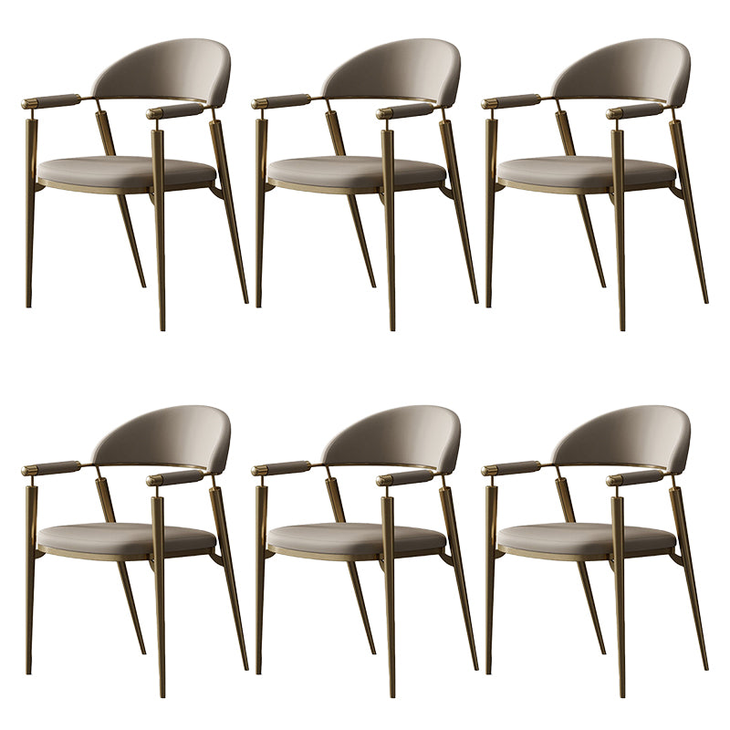 Glam Style Arm Chair Metal Open Back Dining Room Chair for Kitchen