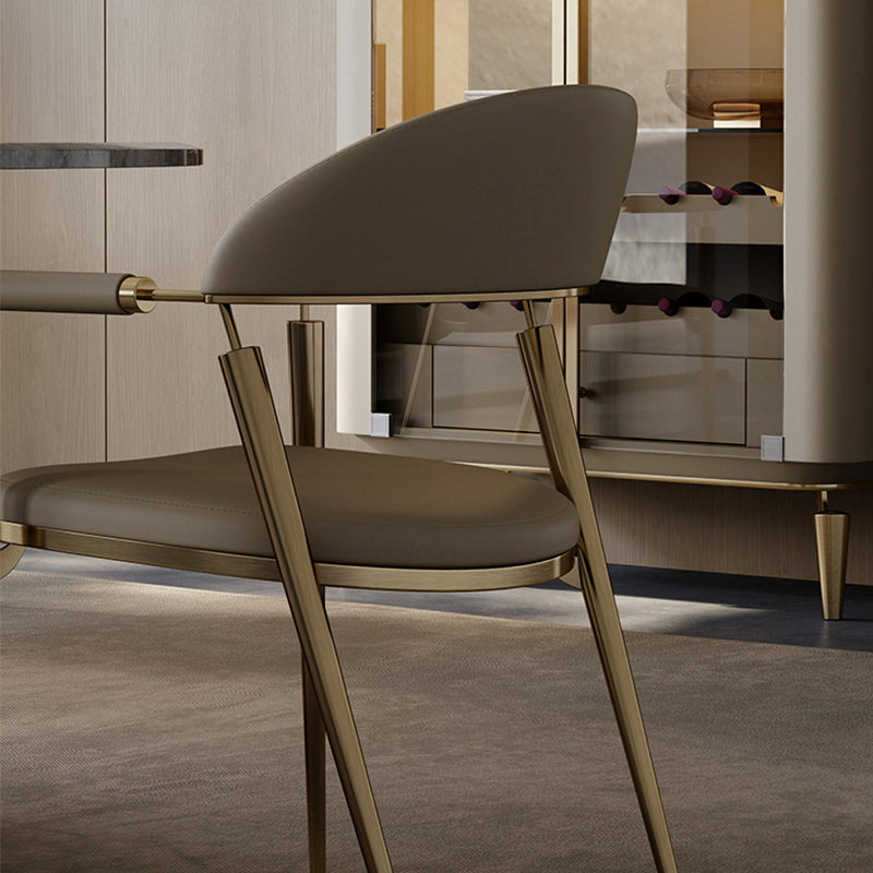 Glam Style Arm Chair Metal Open Back Dining Room Chair for Kitchen