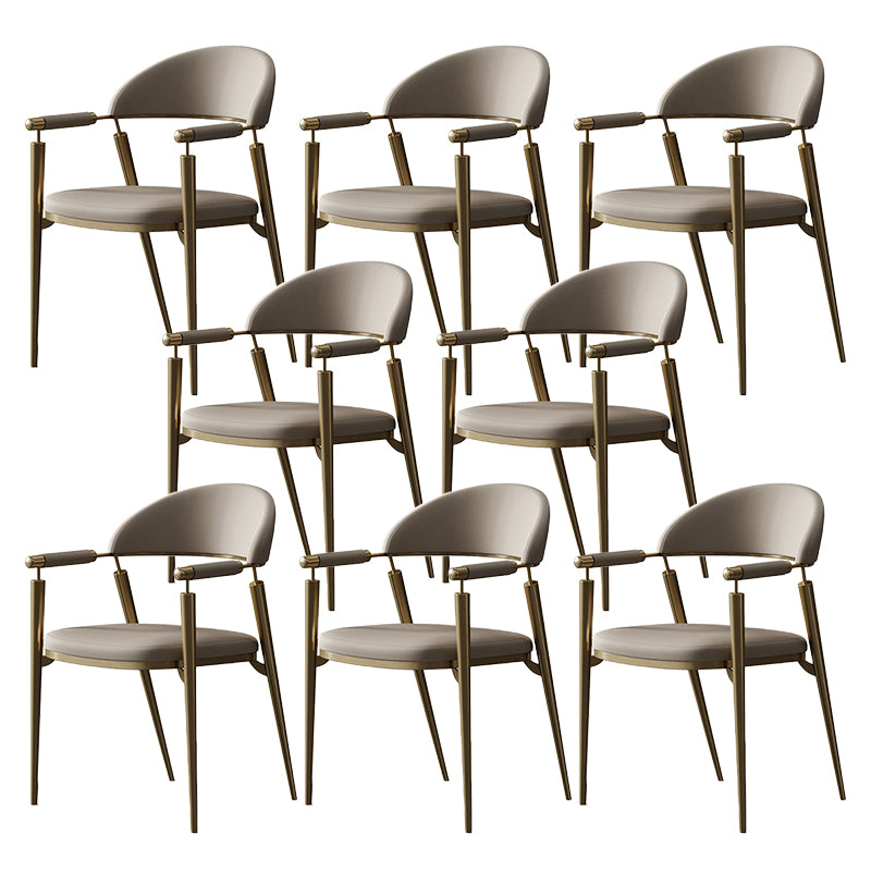 Glam Style Arm Chair Metal Open Back Dining Room Chair for Kitchen