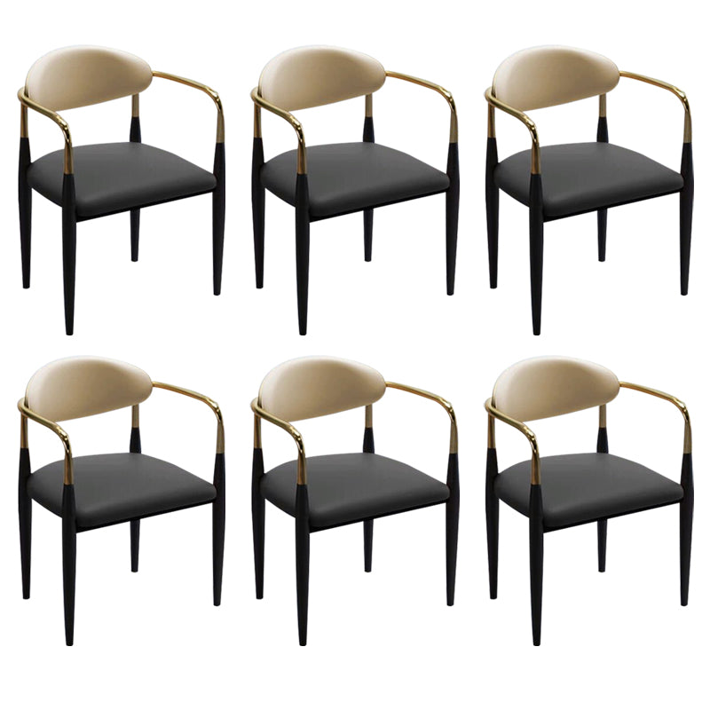 Faux Leather Dining Arm Chair Kitchen Open Back Dining Side Chair