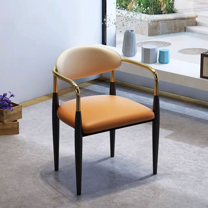 Faux Leather Dining Arm Chair Kitchen Open Back Dining Side Chair