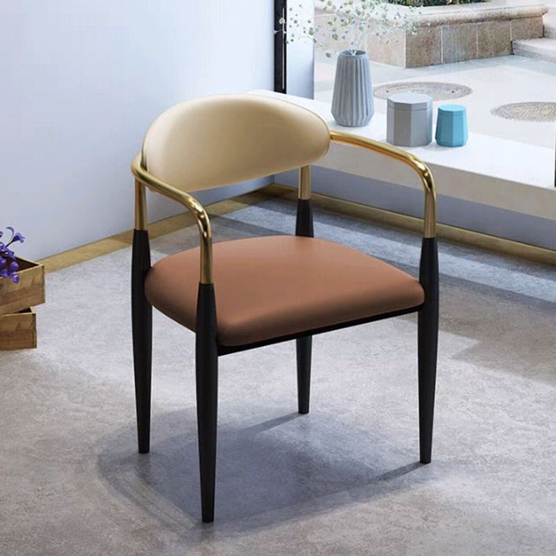 Faux Leather Dining Arm Chair Kitchen Open Back Dining Side Chair