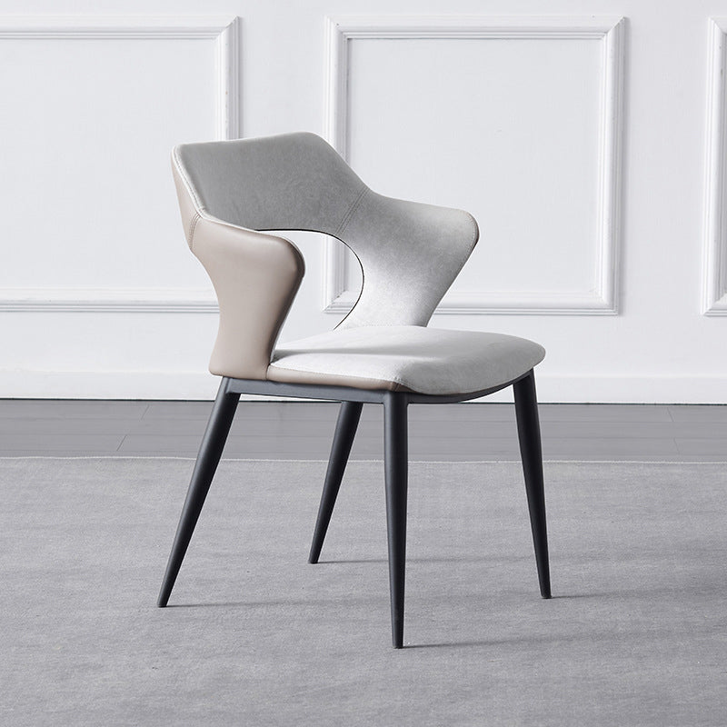 Faux Leather Dining Chairs Modern Style Open Back Arm Chair for Dining Room