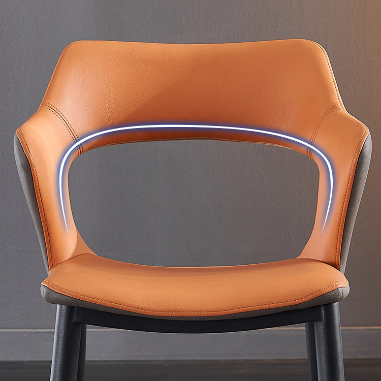 Faux Leather Dining Chairs Modern Style Open Back Arm Chair for Dining Room