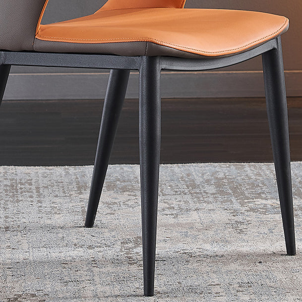 Faux Leather Dining Chairs Modern Style Open Back Arm Chair for Dining Room