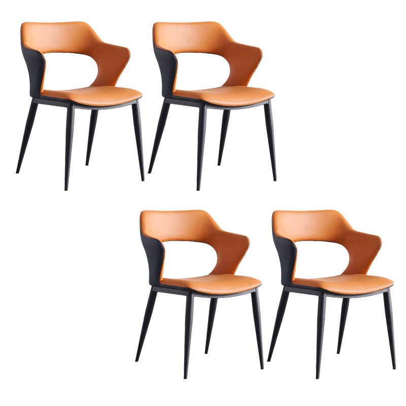 Faux Leather Dining Chairs Modern Style Open Back Arm Chair for Dining Room