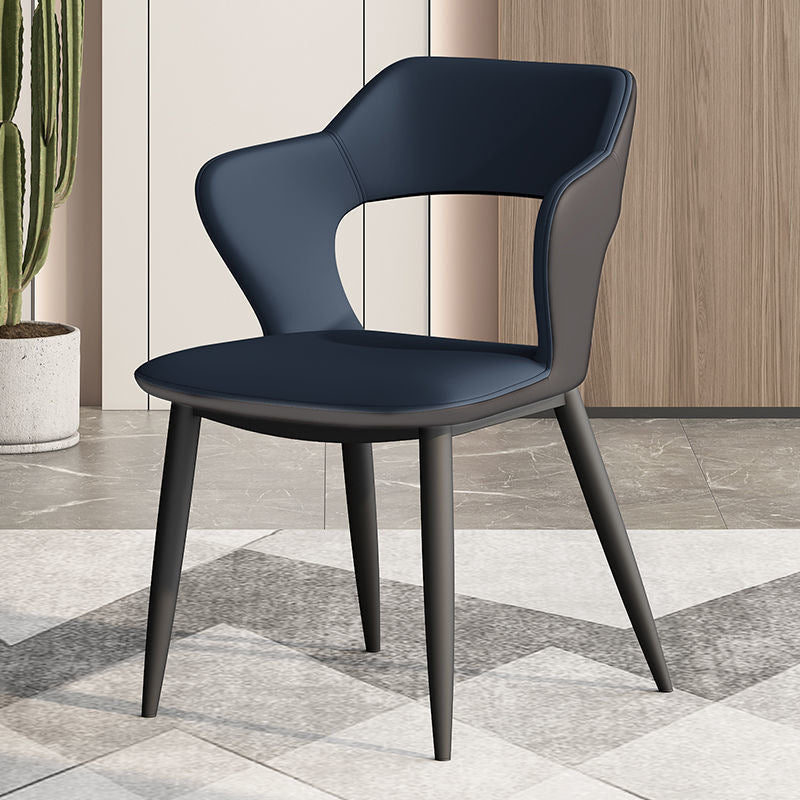 Faux Leather Dining Chairs Modern Style Open Back Arm Chair for Dining Room