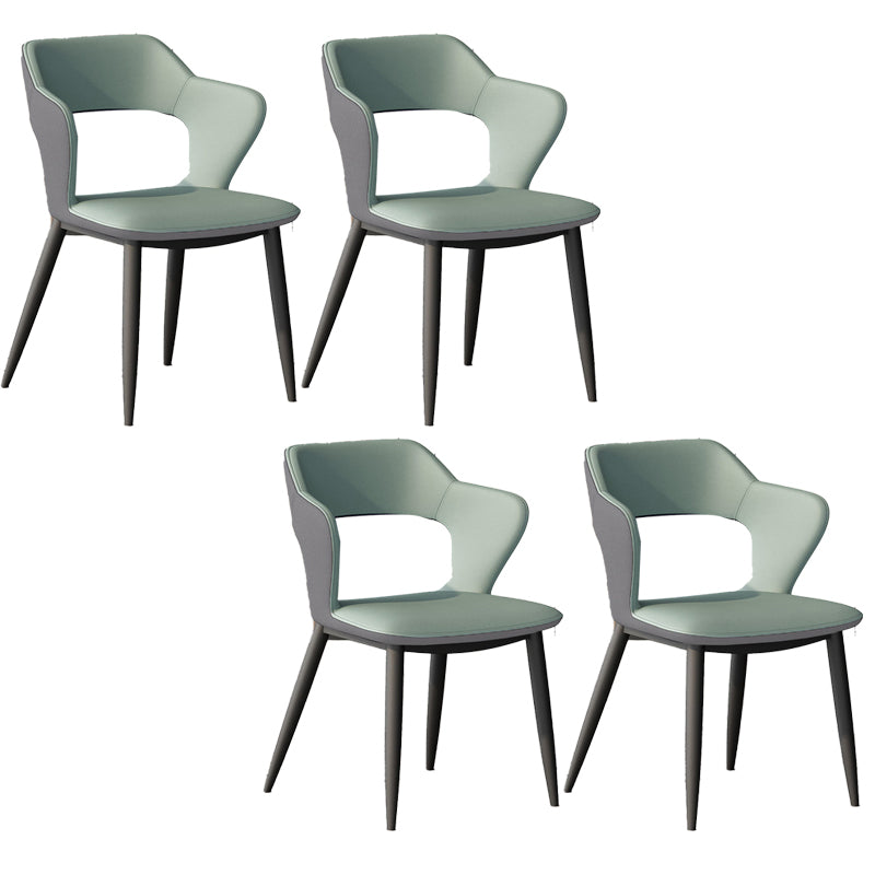 Faux Leather Dining Chairs Modern Style Open Back Arm Chair for Dining Room