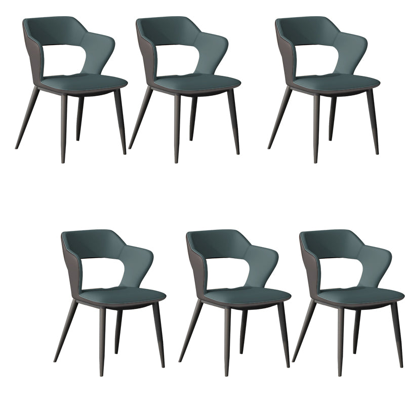 Faux Leather Dining Chairs Modern Style Open Back Arm Chair for Dining Room