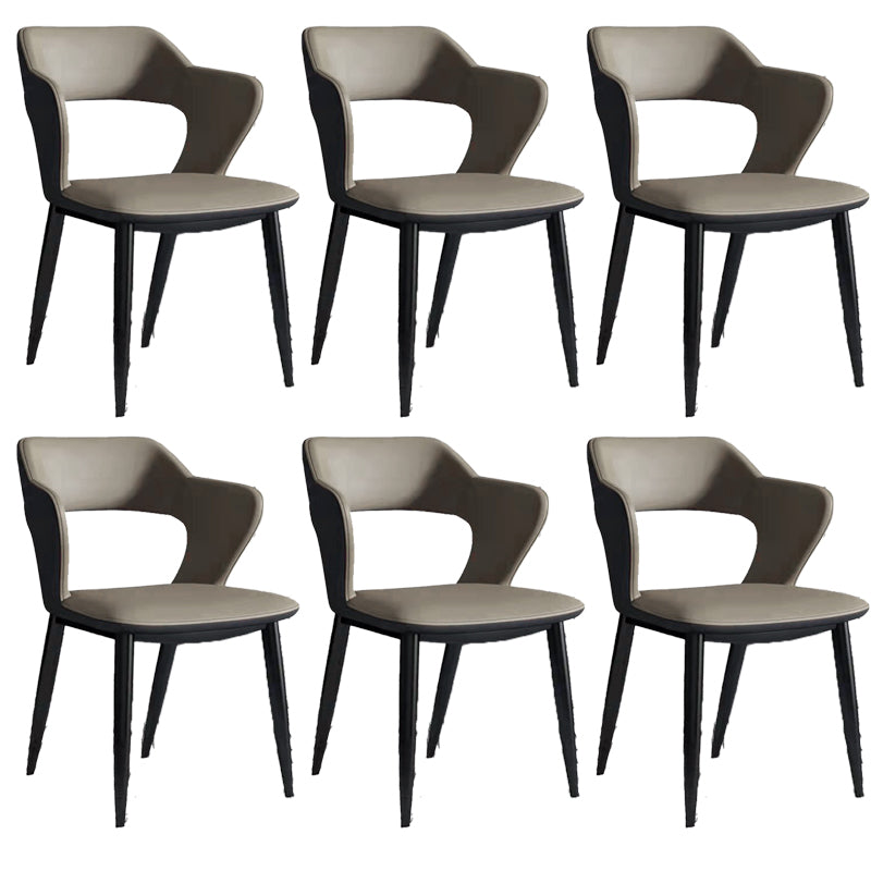 Faux Leather Dining Chairs Modern Style Open Back Arm Chair for Dining Room