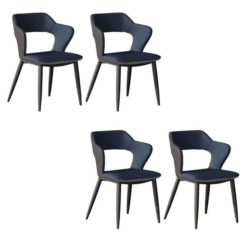 Faux Leather Dining Chairs Modern Style Open Back Arm Chair for Dining Room
