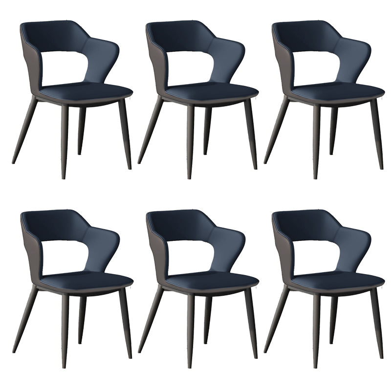 Faux Leather Dining Chairs Modern Style Open Back Arm Chair for Dining Room