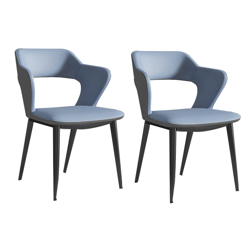 Faux Leather Dining Chairs Modern Style Open Back Arm Chair for Dining Room