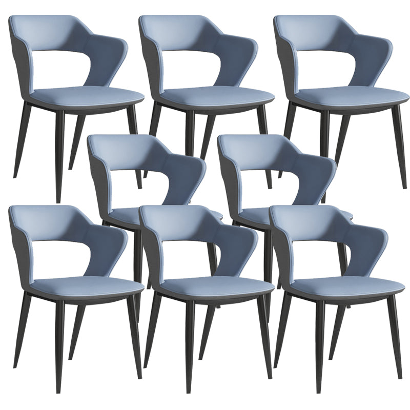 Faux Leather Dining Chairs Modern Style Open Back Arm Chair for Dining Room