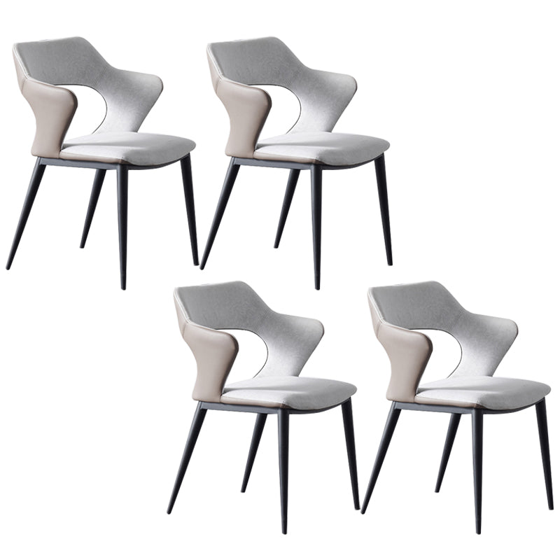 Faux Leather Dining Chairs Modern Style Open Back Arm Chair for Dining Room