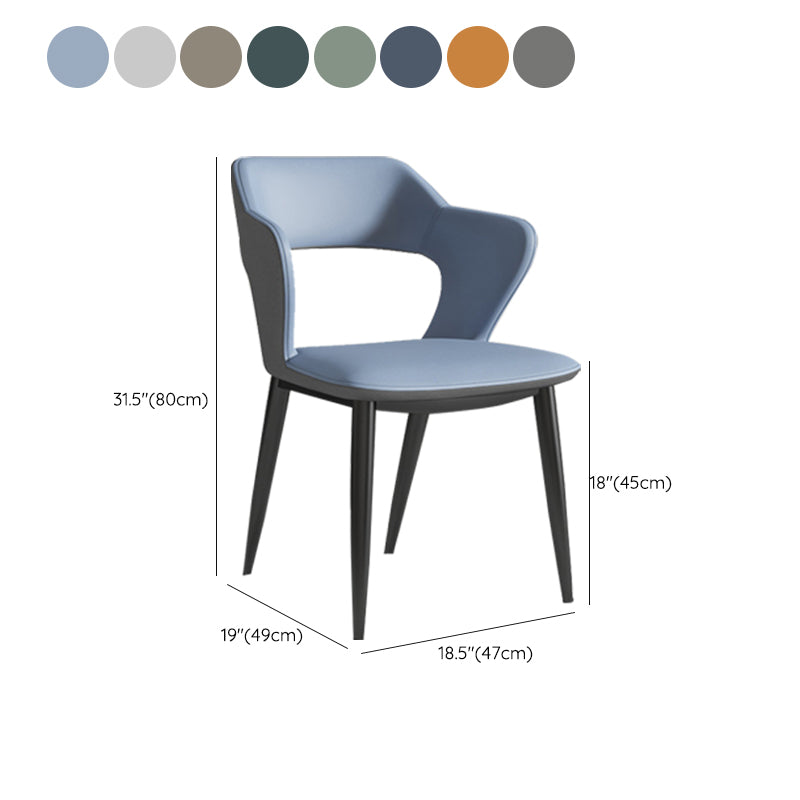Faux Leather Dining Chairs Modern Style Open Back Arm Chair for Dining Room