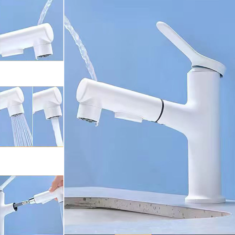 Modern Vessel Sink Faucet Copper 1-Handle Low Arc Retractable Vessel Faucet for Bathroom